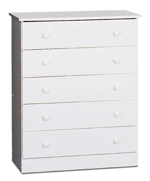 NEW 5 Drawer Dresser Chest / Bedroom Furniture   White  